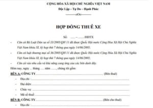 Download mẫu hợp đồng thuê xe