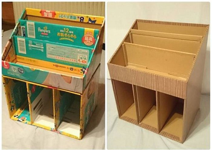 Cách làm kệ sách bằng giấy carton đơn giản