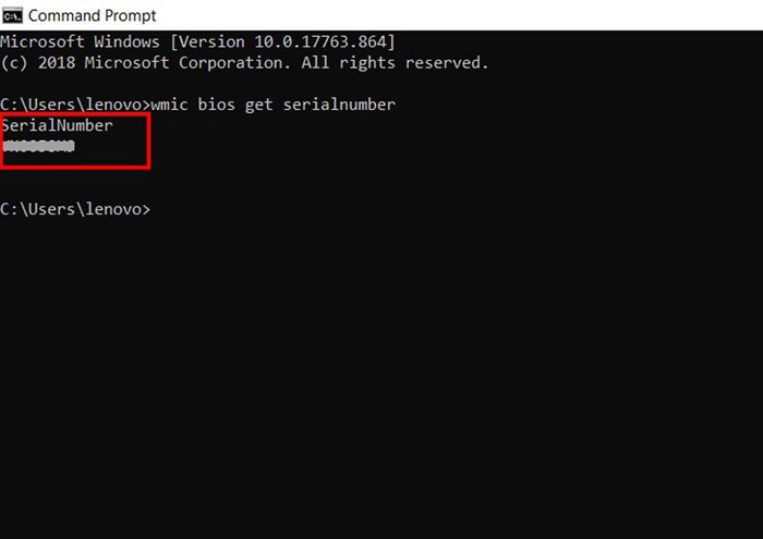 Cách tìm Serial Number bằng Command Prompt trên máy tính
